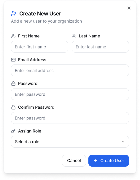 Form to Create a new user