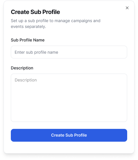 Form to Create a new sub profile