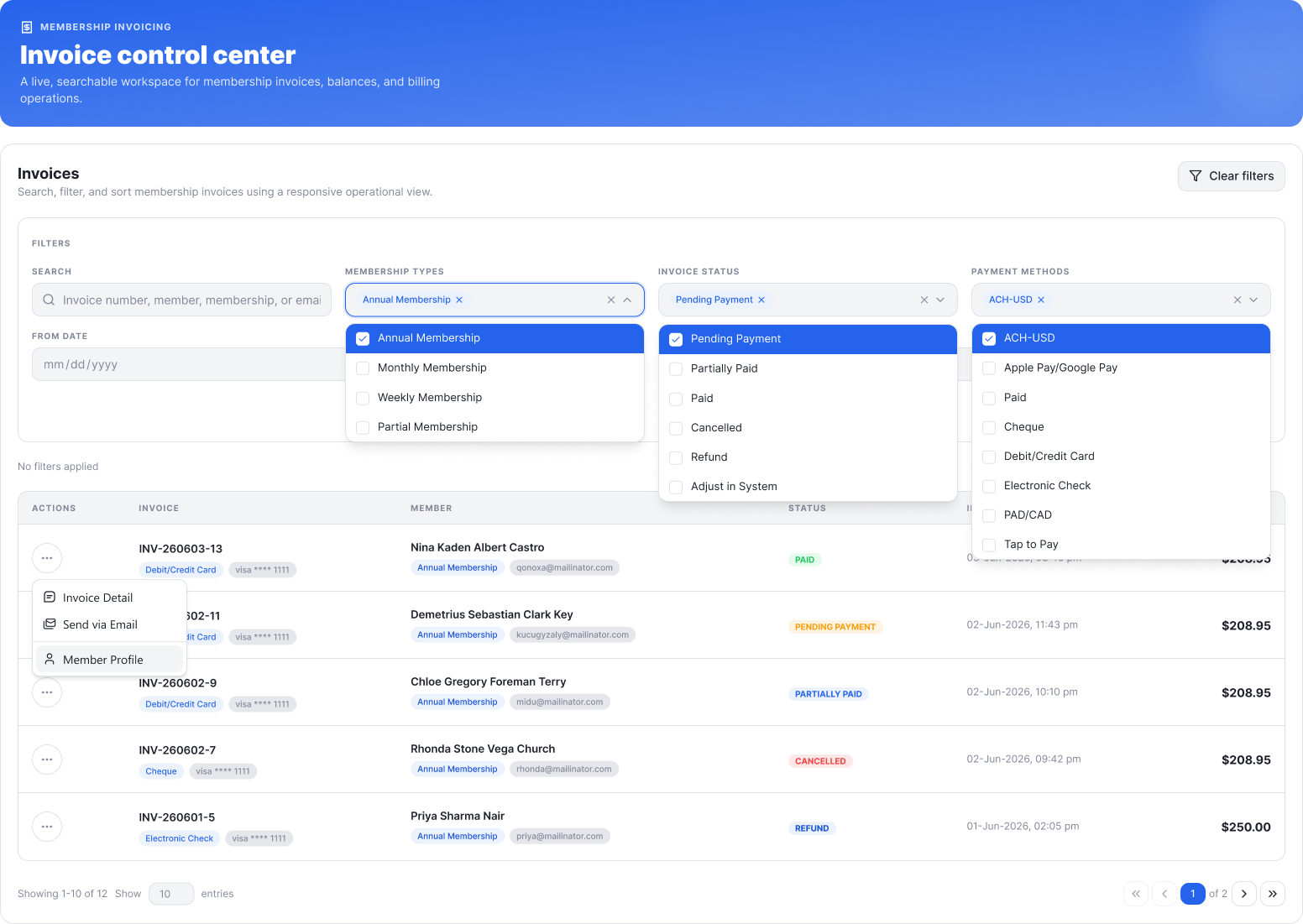 Payments List