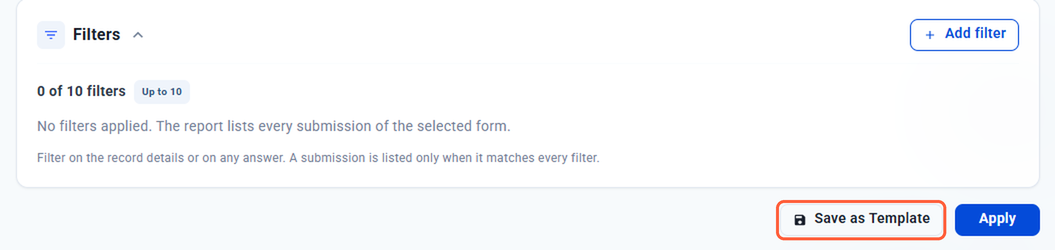 Save as Template button next to the Apply button on the Advance Search page